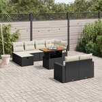 vidaXL Salon de jardin 11 Pièces avec coussins noir résine tressée