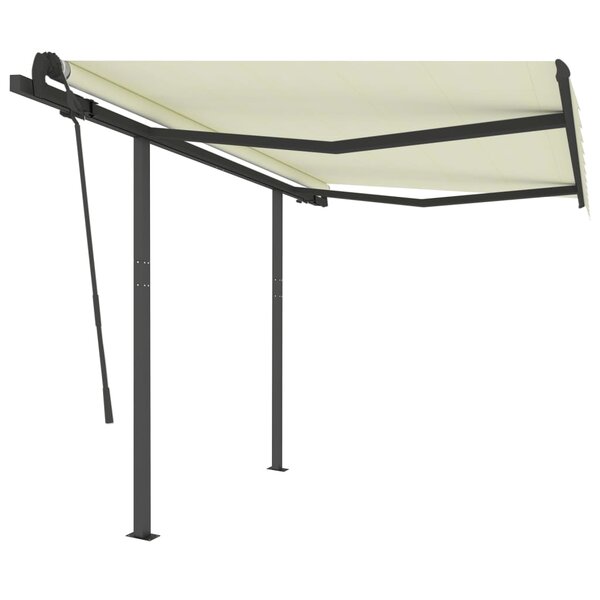 vidaXL Auvent manuel rétractable avec poteaux 3 5x2 5 m Crème