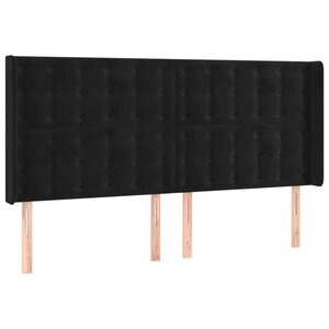 vidaXL Tête de lit avec oreilles Noir 203x16x118/128 cm Velours