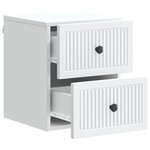 vidaXL Cabinet de chevet mural avec tiroir Blanc 33 x 34 5 x 40 cm