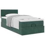 vidaXL Cadre de lit ottoman avec matelas vert foncé 90x190 cm velours