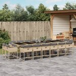 vidaXL Ensemble à manger de jardin et coussins 17 Pièces mélange beige