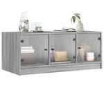 vidaXL Table basse avec portes en verre sonoma gris 102x50x42 cm