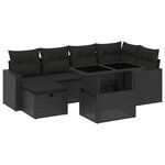 vidaXL Salon de jardin 7 Pièces avec coussins noir résine tressée