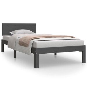 vidaXL Cadre de lit sans matelas gris bois de pin massif 90x200 cm