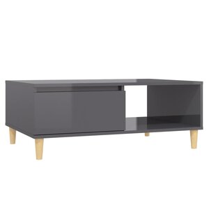 vidaXL Table basse gris brillant 90x60x35 cm bois d'ingénierie