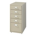 Caisson de bureau armoire meuble de rangement à roulettes avec 5 tiroirs 69 x 28 x 41 cm camel 03_0009100