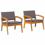 vidaXL Chaise de jardin avec coussin 2 Pièces Marron Bois d'acacia massif
