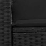 vidaXL Canapé de jardin avec coussins 2 places en polyrotin noir