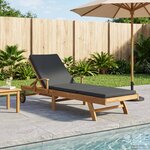 vidaXL Chaise longue avec coussin Bois de teck massif