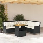 vidaXL Canapés de jardin 2 Pièces avec coussins Noir Résine tressée