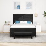 vidaXL Lit avec sommier à ressorts avec matelas et banc noir 140x200 cm en tissu