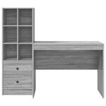 vidaXL Bureau avec rangement Gris Sonoma Bois reconstitué