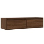 vidaXL Meuble TV avec lumières LED chêne marron 100X35 5x25 cm