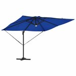 vidaXL Parasol Roma Bleu 286 x 285 x 270 cm Aluminium et polyester