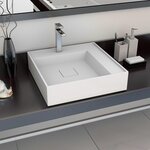 vidaXL Lavabo 50x50x12 3 cm Fonte minérale/marbre Blanc
