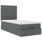 vidaXL Lit ottoman avec matelas et LED gris foncé 90x200 cm tissu