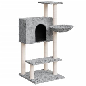 vidaXL Arbre à chat avec griffoirs en sisal Gris clair 108 5 cm