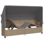 vidaXL Chaise longue avec auvent et coussins beige résine tressée