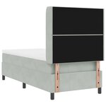Lit Box Spring avec Matelas & Lumière LED Gris clair 90x200 cm Velours