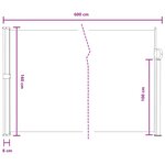 vidaXL Store latéral rétractable 600 x 160 cm Polyester Rectangulaire