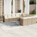 vidaXL Salon de jardin 11 Pièces avec coussins beige résine tressée