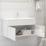 vidaXL Armoire d'évier avec lavabo intégré Blanc brillant Aggloméré