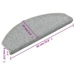 vidaXL Tapis de marches d'escalier 15 Pièces Gris clair 65x24x4 cm