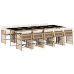 vidaXL Ensemble à manger de jardin et coussins 11 Pièces beige poly rotin