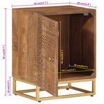vidaXL Table de chevet 40x30x50 cm bois massif manguier et fer