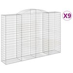 vidaXL Paniers à gabions arqués 9 Pièces 300x50x200/220 cm Fer galvanisé