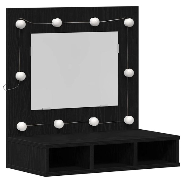 vidaXL Unité de vanité chêne noir Chêne noir Bois Taille moyenne Miroir