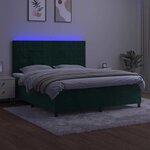 vidaXL Sommier à lattes de lit matelas et LED Vert foncé 160x200 cm