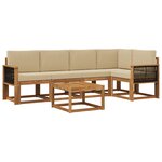 vidaXL Ensemble de canapés d'extérieur 6 pc Naturel et Beige