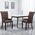 vidaXL Chaise de salle à manger avec accoudoirs Marron Tissu