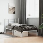 vidaXL Cadre de lit métal sans matelas avec tête de lit blanc 90x200cm
