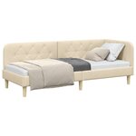 vidaXL Cadre de lit d'angle avec tête de lit Crème 80 x 200 cm tissu