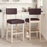 vidaXL Chaises de bar lot de 2 bois massif d'hévéa et similicuir