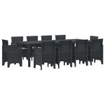 vidaXL Ensemble de Dîner de Jardin 11 Pièces avec Coussins Anthracite en Poly Rattan