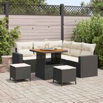 vidaXL Ensemble de canapé de jardin avec coussin 8 Pièces Noir et crème