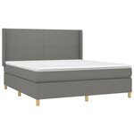 vidaXL Sommier à lattes de lit matelas LED Gris foncé 160x200 cm Tissu