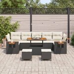 vidaXL Ensemble de canapé de jardin 10 Pièces Noir polyrotin