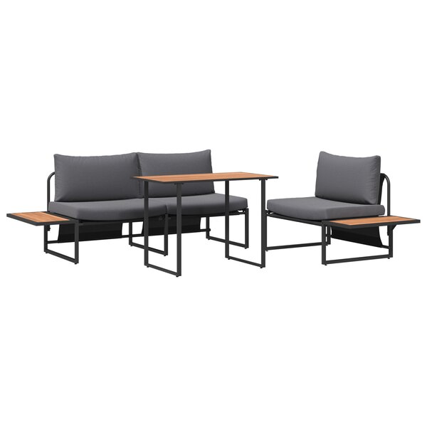 Ensemble de salle à manger de jardin de 3 pièces avec coussins anthracite
