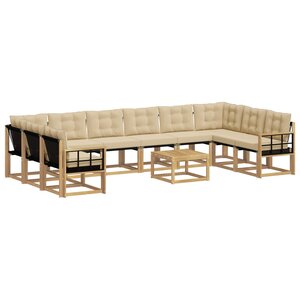 vidaXL Ensemble de canapés d'extérieur 11 pc Blanc et Beige