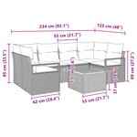 vidaXL Ensemble de canapé de jardin avec coussin 7 Pièces Gris Poly rotin