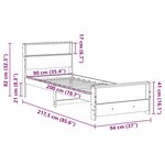 vidaXL Cadre de lit Brun cire 90 x 200 cm Bois d'ingénierie