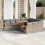 vidaXL Salon de jardin 11Pièces avec coussins beige résine tressée acacia