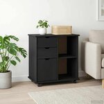 vidaXL Cabinet roulant 63 5 x 39 x 65 5 cm Bois de Pin Massif Noir