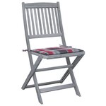 vidaXL Chaises pliables d'extérieur lot de 2 et coussins Bois d'acacia