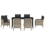 vidaXL Ensemble de salle à manger de jardin 7 pièces avec coussins Gris clair Poly Rattan